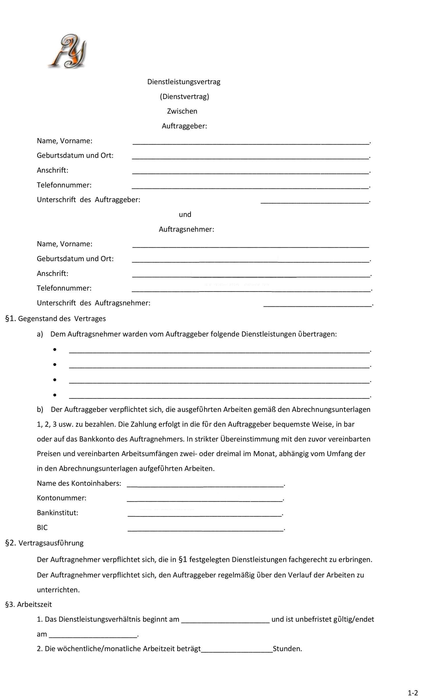 dienstleistungsvertrag