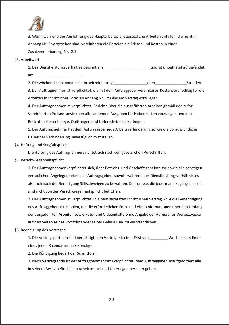 dienstleistungsvertrag