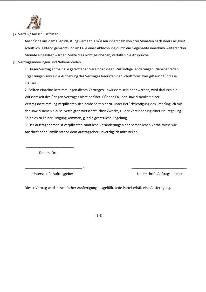 dienstleistungsvertrag